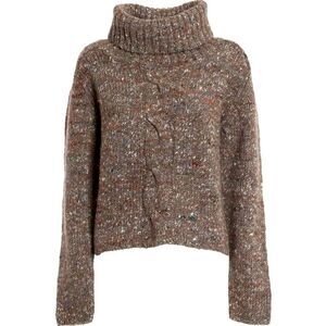 Stella Jean Wool Alpaca Silk Roll Neck Chunky Speckled Knit Sweater Brown 8